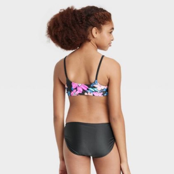 Girls' 3pc Western Blooms Swimwear Set - Art Class™ Black Rashguard & Bikini - Picture 3 of 4